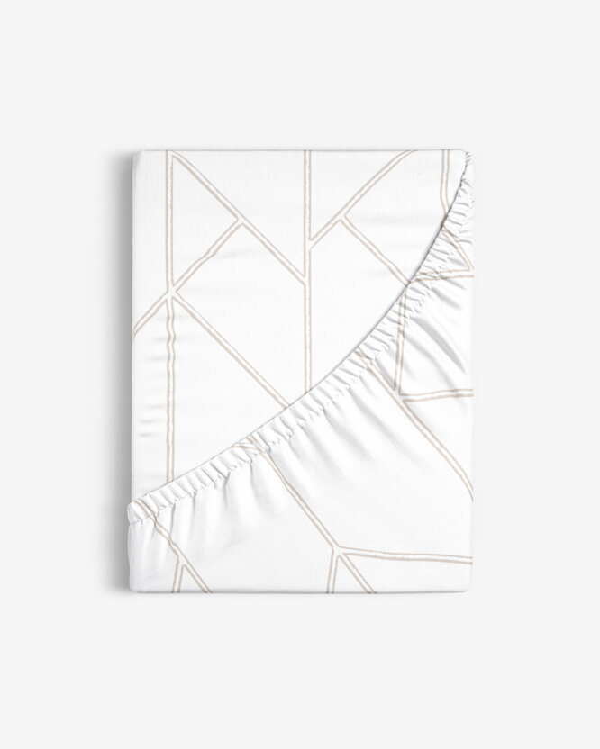 Spannbettlaken aus Baumwolle - Geometrische Linien auf Weiß