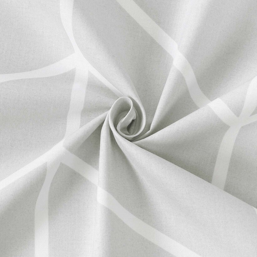 Baumwollstoff - Weißer Zickzack auf Grau