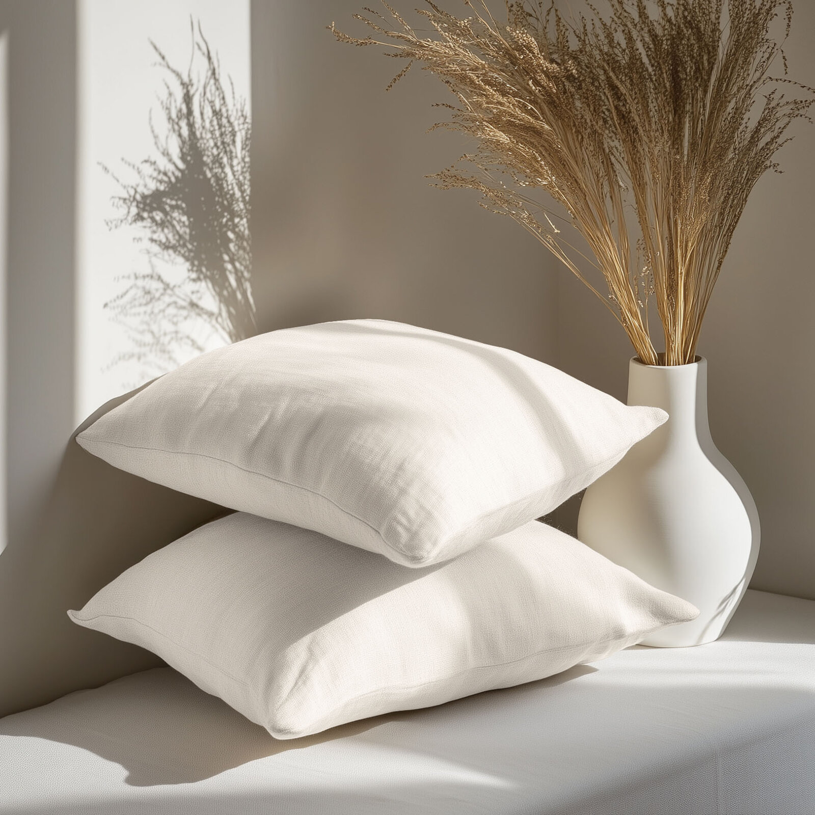 Kissenbezug aus Leinenmischung - elfenbein