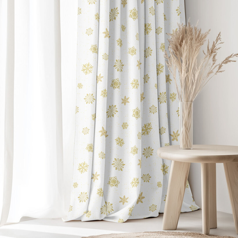 Weihnachtlicher Dekorativer Vorhang – Goldene Schneeflocken