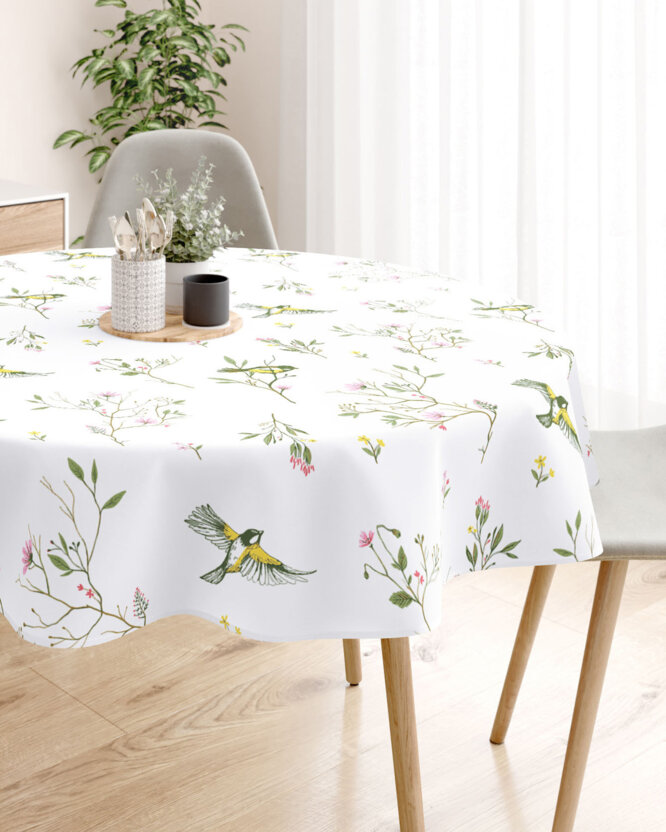 Runde Tischdecke 100% Baumwolle - Leben in der Natur