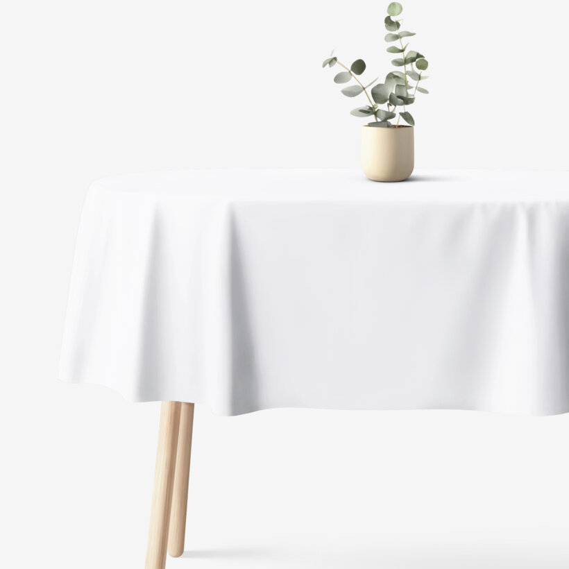 Ovale Tischdecke aus 100% Baumwolle - weiß