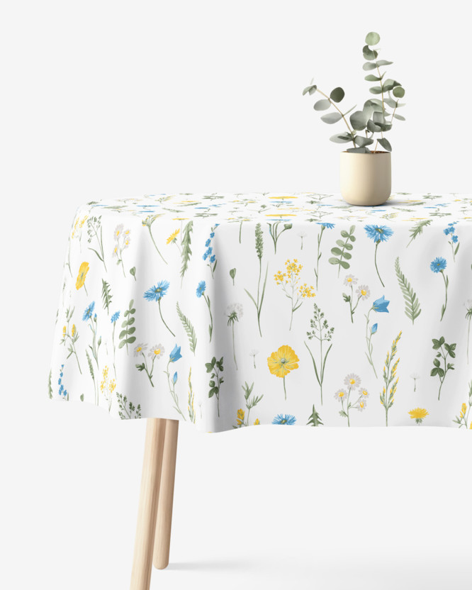 Ovale Tischdecke aus 100% Baumwolle - Sommerwiese
