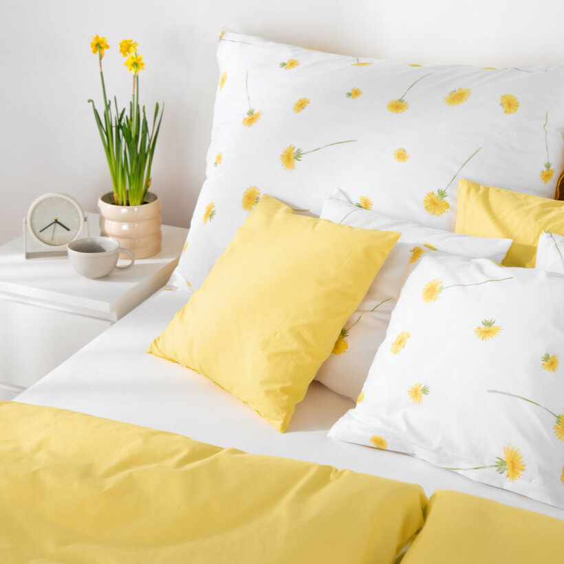 Bettwäsche aus Baumwolle Duo - Löwenzahn mit gelb