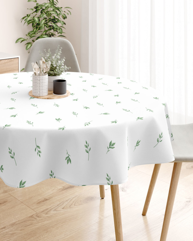 Runde Tischdecke 100% Baumwolle - Olivenblätter