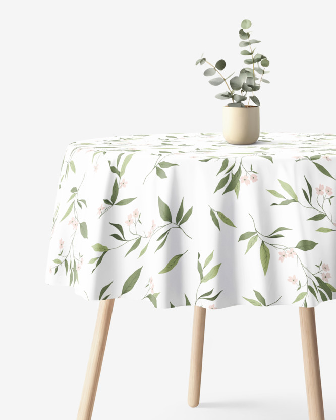 Runde Tischdecke 100% Baumwolle - Duft nach Jasmin