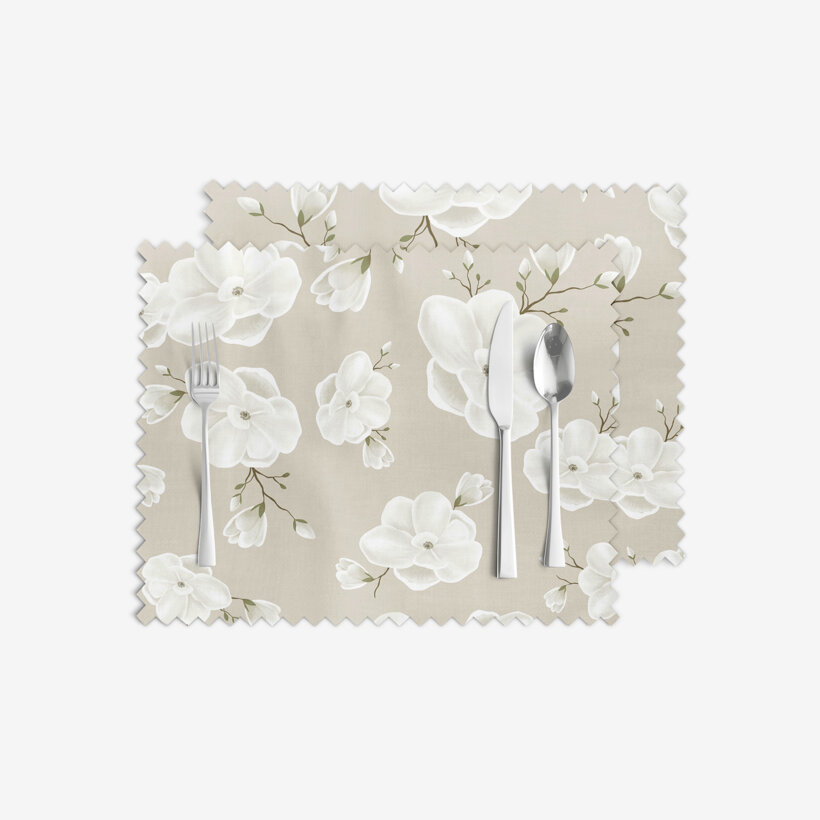 Tischset Teflon - Weiße Blumen - 2 Stück