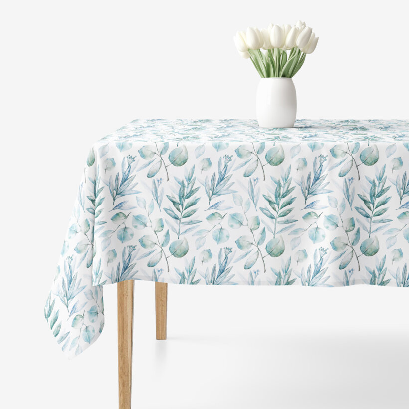 Eckige Tischdecke 100% Baumwolle Deluxe - aquarelle Blätter