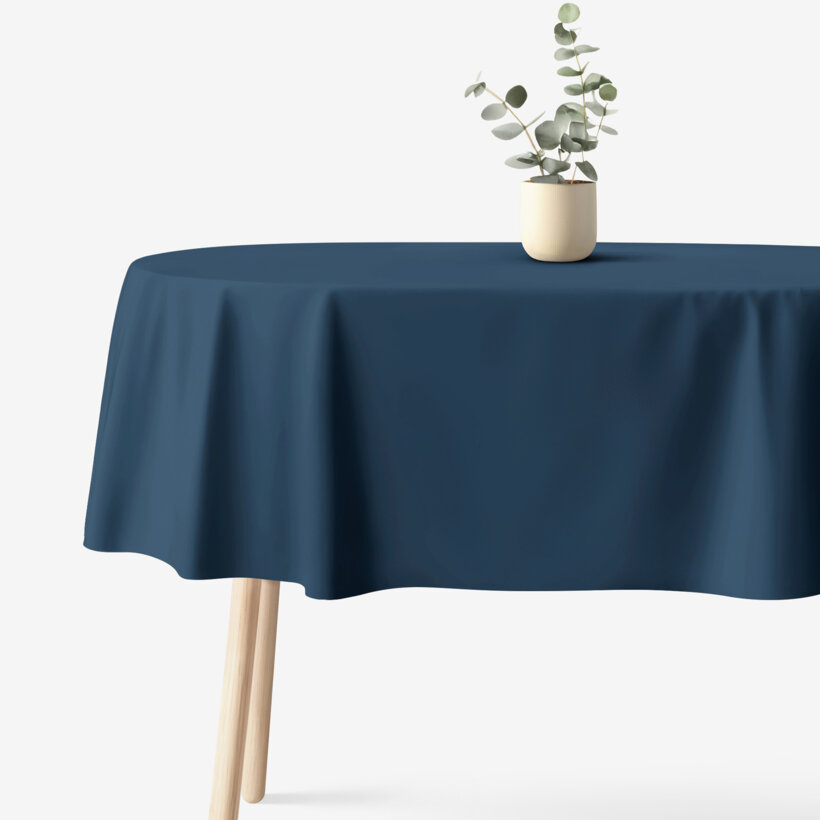 Ovale Tischdecke aus 100% Baumwolle - marineblau