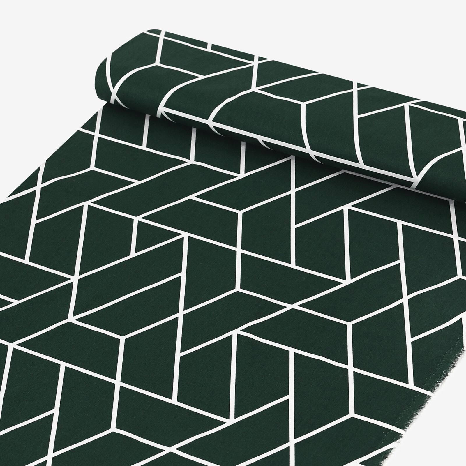 Baumwollstoff - Mosaik auf Dunkelgrün