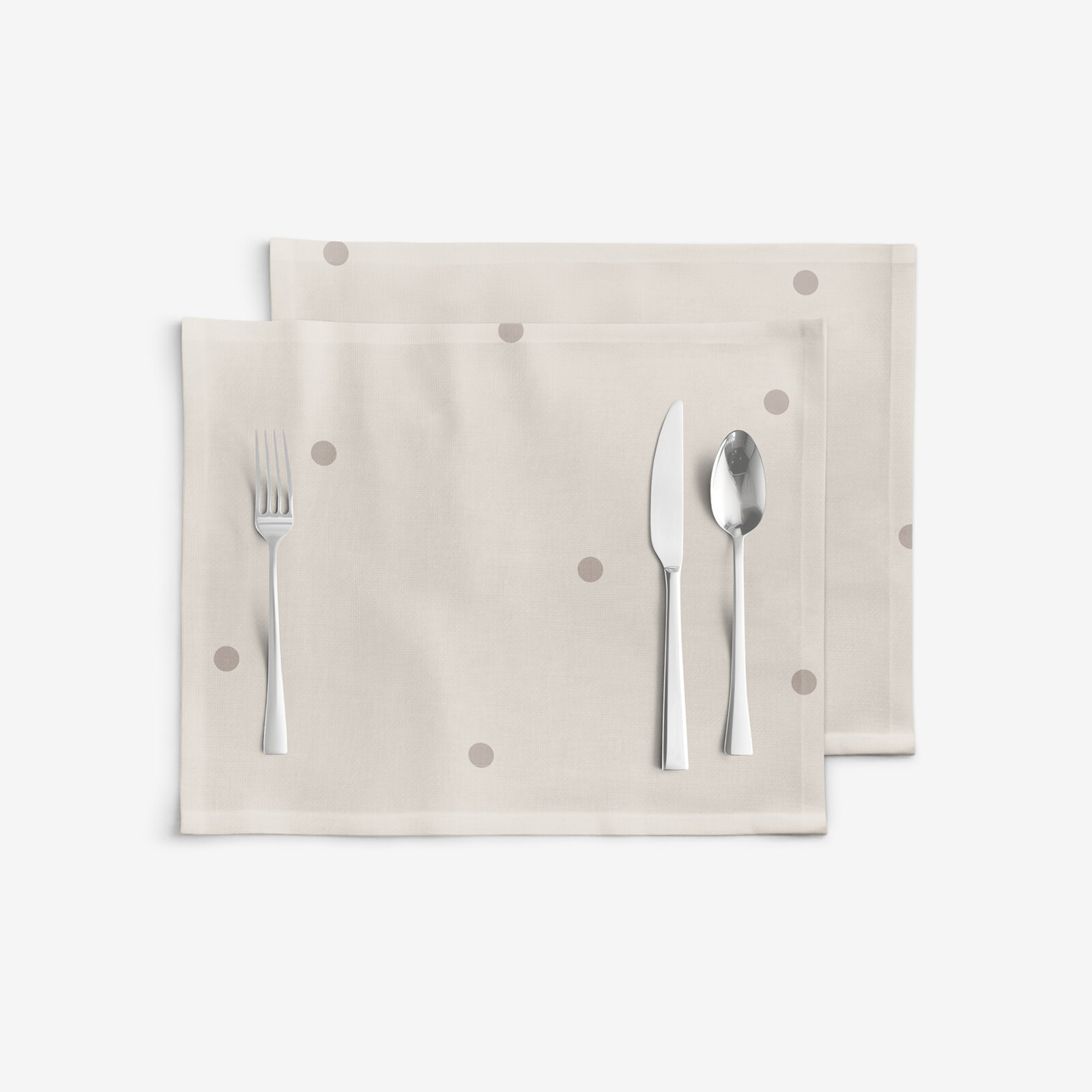 Tischset 100% Baumwolle - Pünktchen auf Beige - 2 Stück