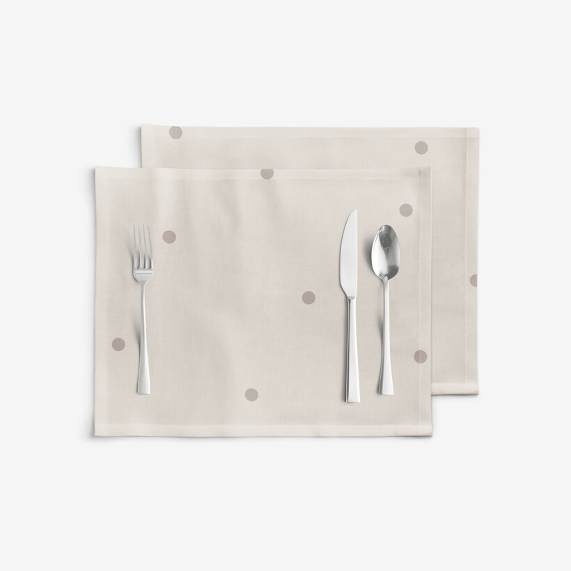 Tischset 100% Baumwolle - Pünktchen auf Beige - 2 Stück