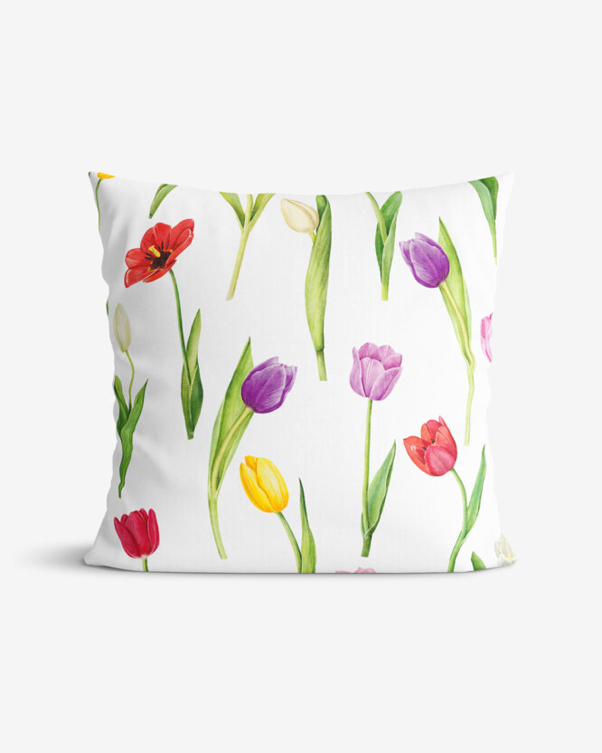 Dekorativer Kissenbezug - Bunte Tulpen