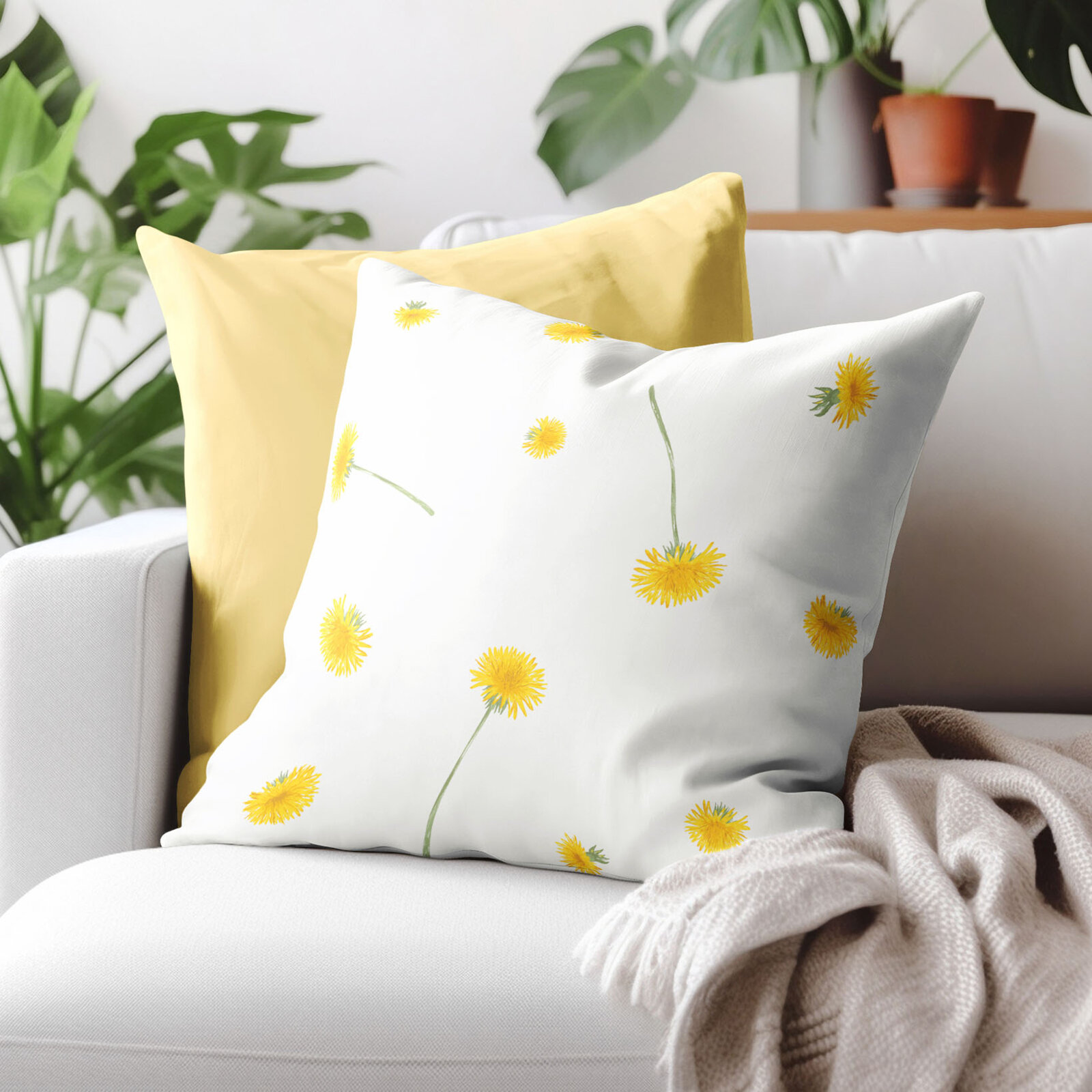 Kissenbezug aus Baumwolle - Löwenzahn