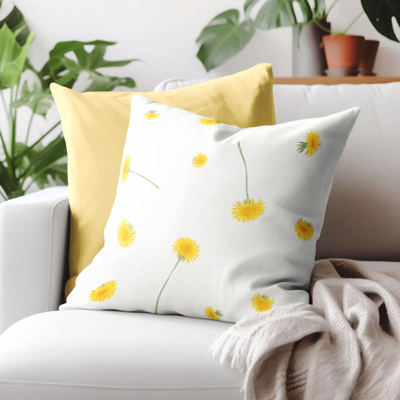 Kissenbezug aus Baumwolle - Löwenzahn