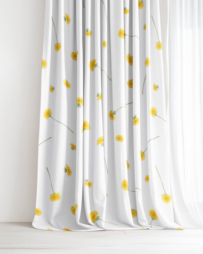 Vorhang aus Baumwolle - Löwenzahn