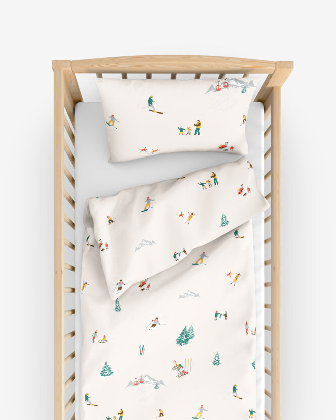 Weihnachtliche Bettwäsche für Babybetten aus Baumwolle - Winterfreuden