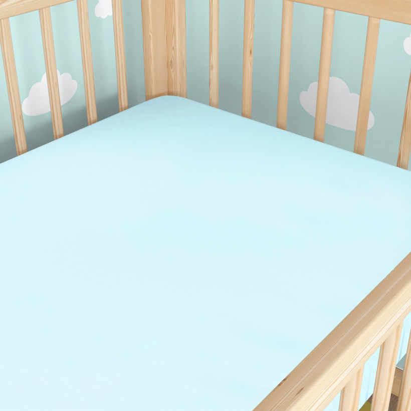 Spannbetttuch aus Baumwolle für Babybetten - himmelblau