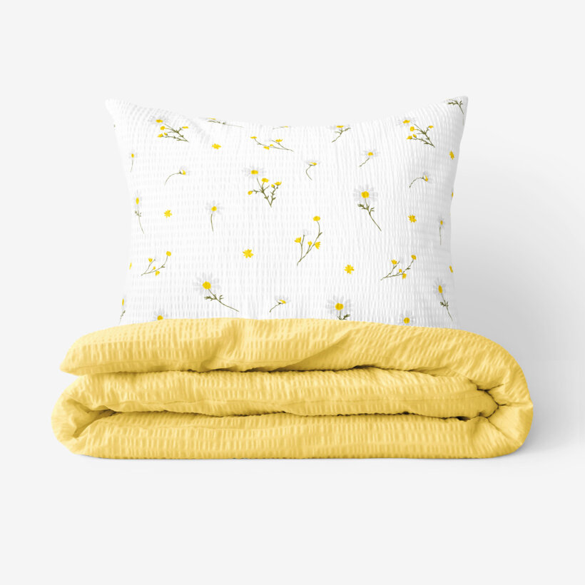 Seersucker Bettwäsche Duo - Kamille mit gelb