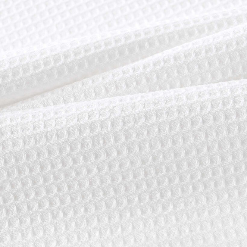 Waffel-Geschirrtuch mit Weihnachtsstickerei - Kugeln am Zweig auf Weiß