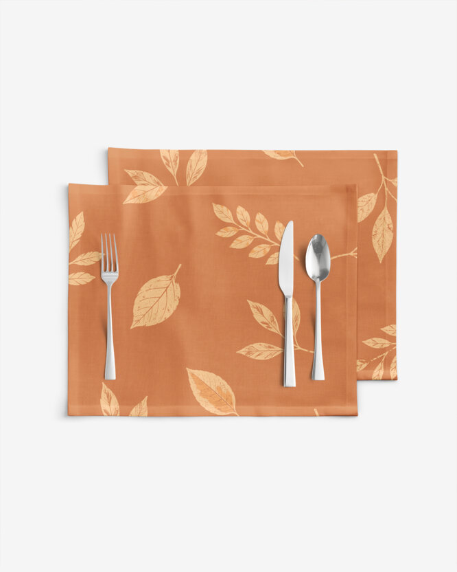 Tischset 100% Baumwolle - Orange Herbstblätter - 2 Stück
