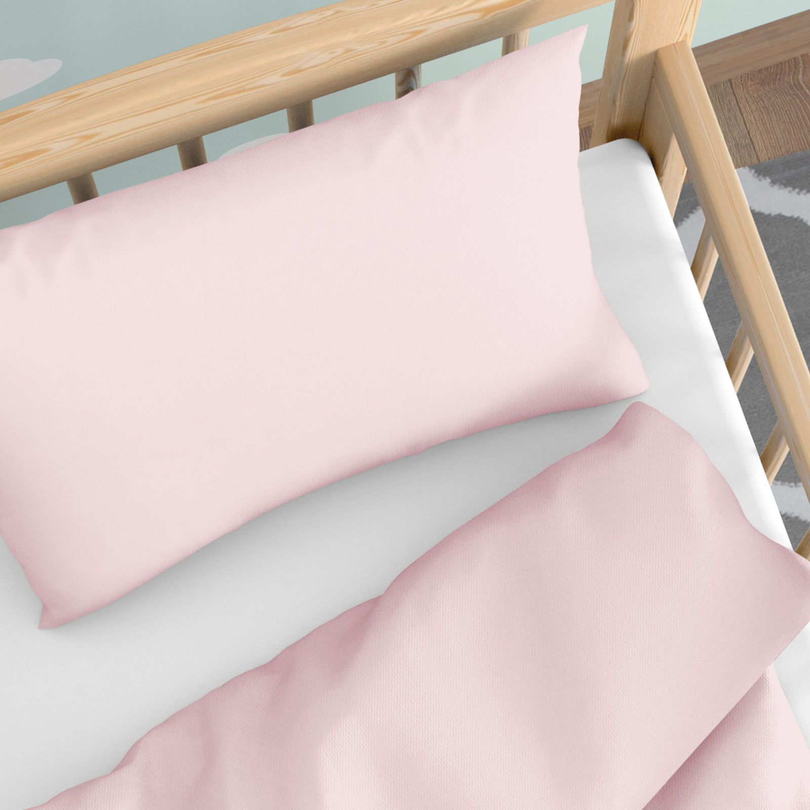 Bettwäsche für Babybetten aus Baumwolle - puderrosa