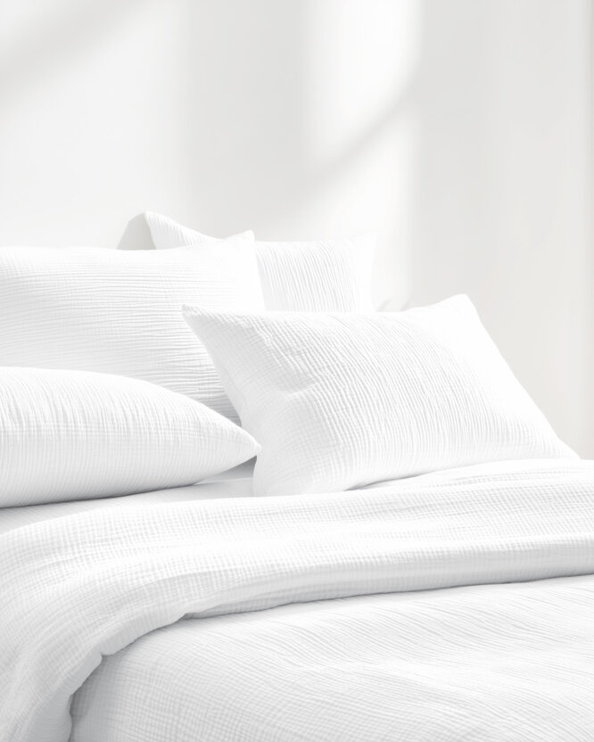 Musselin-Bettwäsche – weiß