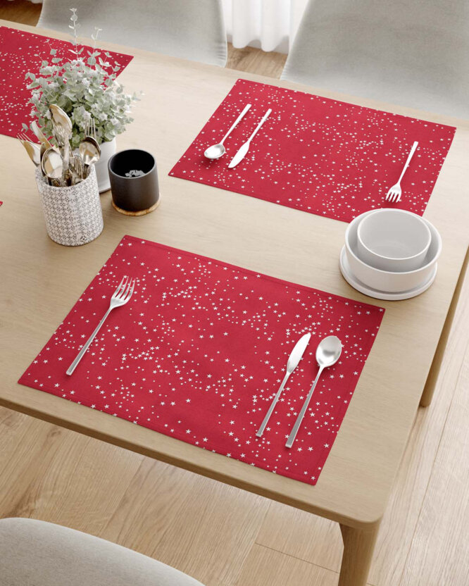 Weihnachtliches Tischset Valencia - Sterne auf rotem Hintergrund - Set 2 Stücke