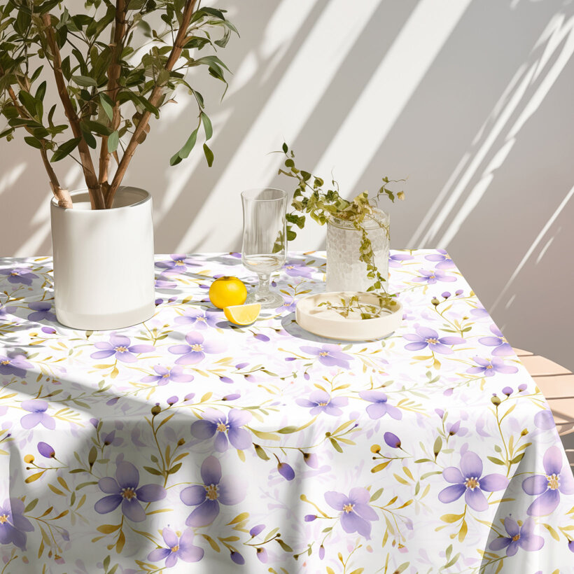 Eckige Tischdecke Teflon - Veilchenblüten