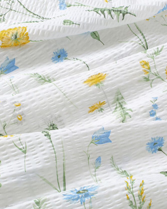 Seersucker Bettwäsche Duo - Sommerwiese mit gelb