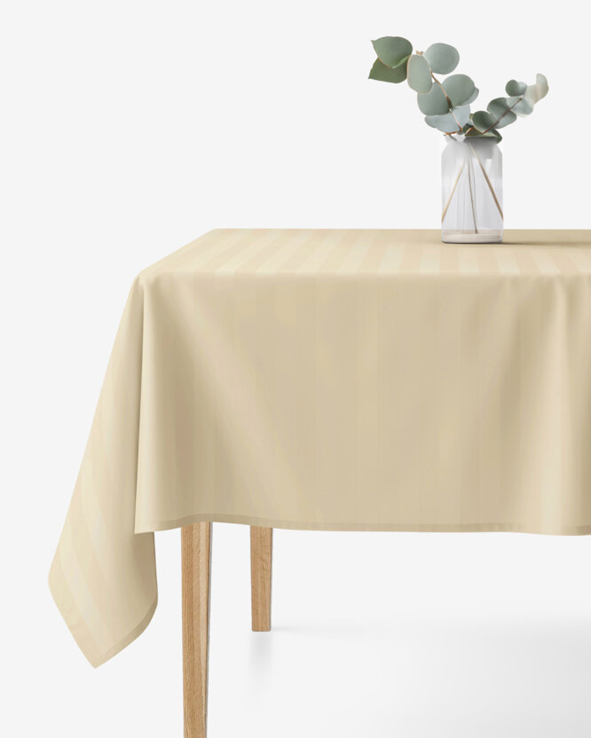 Festliche eckige Damast-Tischdecke - goldene Streifen mit Satin-Glanz