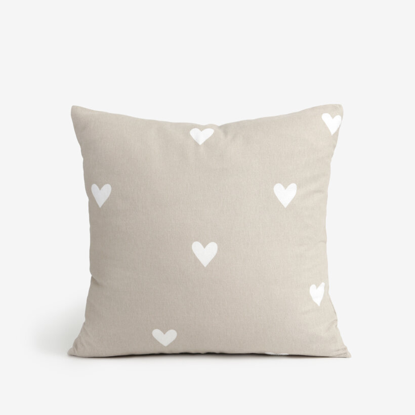 Kissenbezug aus Flanell - Herzchen auf Latte