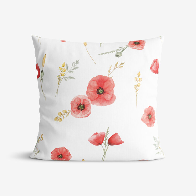 Dekorativer Kissenbezug - Mohnblumen