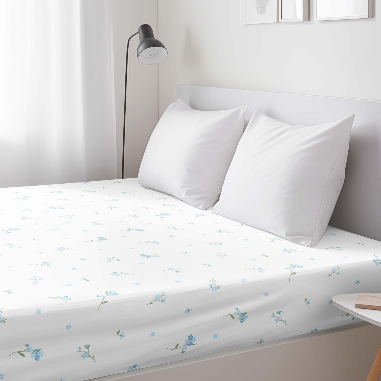 Spannbettlaken aus Baumwolle - Vergissmeinnicht