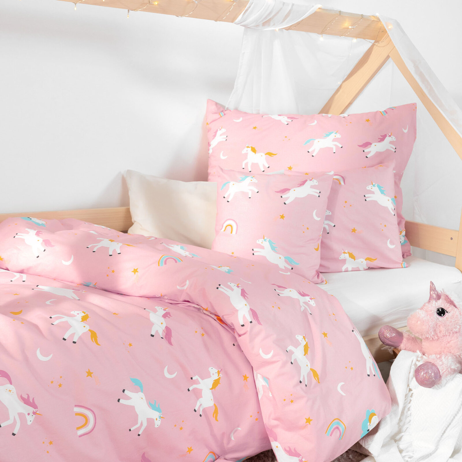 Kinder - Bettwäsche aus Baumwolle - Lustige Einhörner