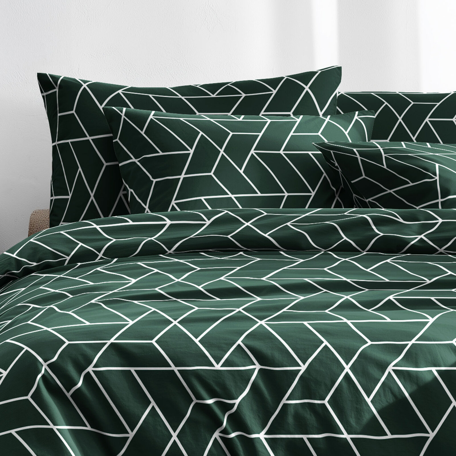 Bettwäsche aus Baumwolle - Mosaik auf Dunkelgrün