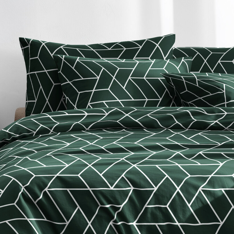 Bettwäsche aus Baumwolle - Mosaik auf Dunkelgrün