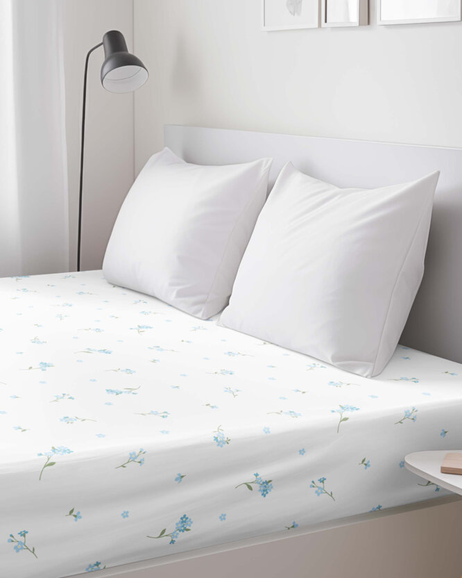 Spannbettlaken aus Baumwolle - Vergissmeinnicht