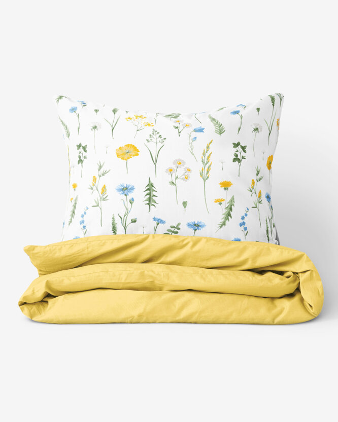 Bettwäsche aus Baumwolle Duo - Sommerwiese mit gelb