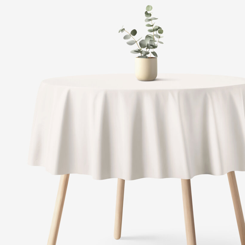 Runde Tischdecke 100% Baumwolle - elfenbein