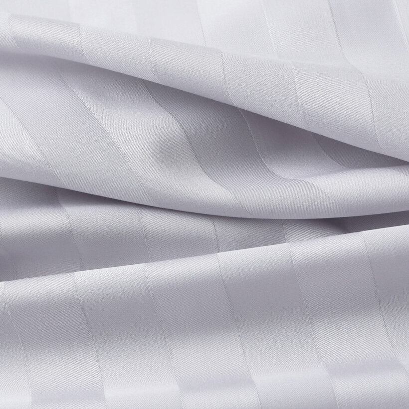 Spannbettlaken aus Damask - hellgraue Streifen mit Satin-Glanz