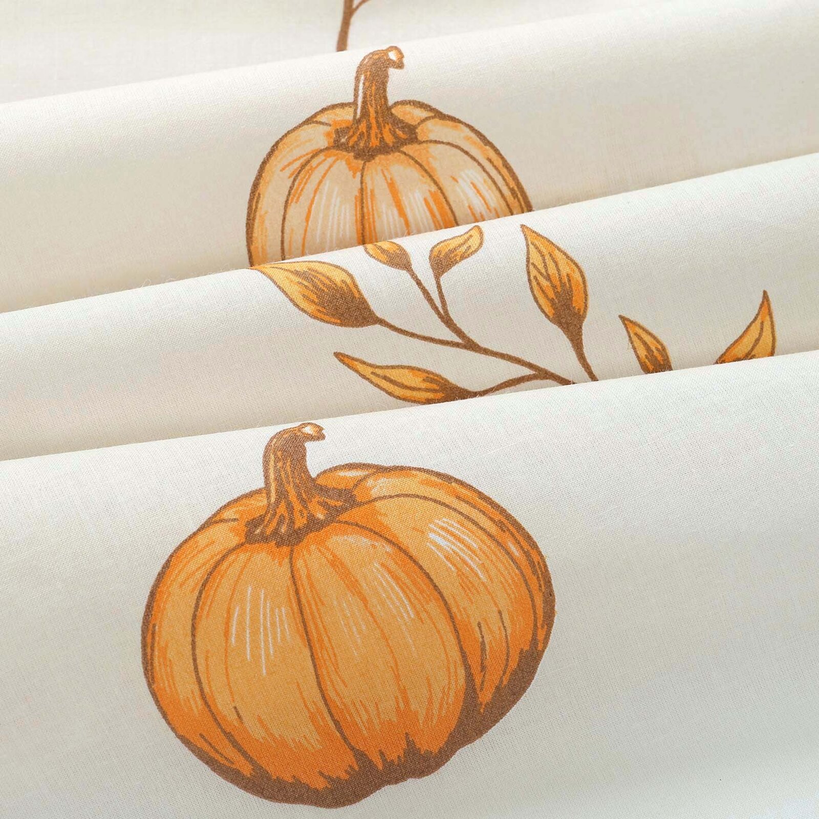 Baumwollstoff - Herbstkürbisse und Blätter