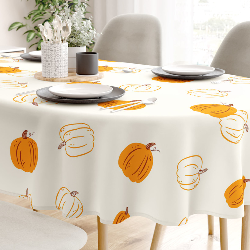 Ovale Tischdecke aus 100% Baumwolle - Herbstkürbis