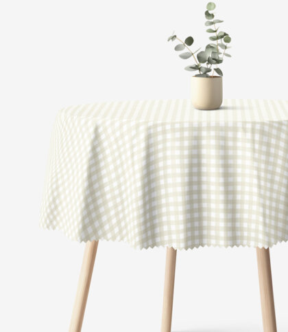 Runde Tischdecke Teflon - beige Würfel