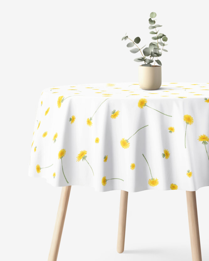 Runde Tischdecke 100% Baumwolle - Löwenzahn
