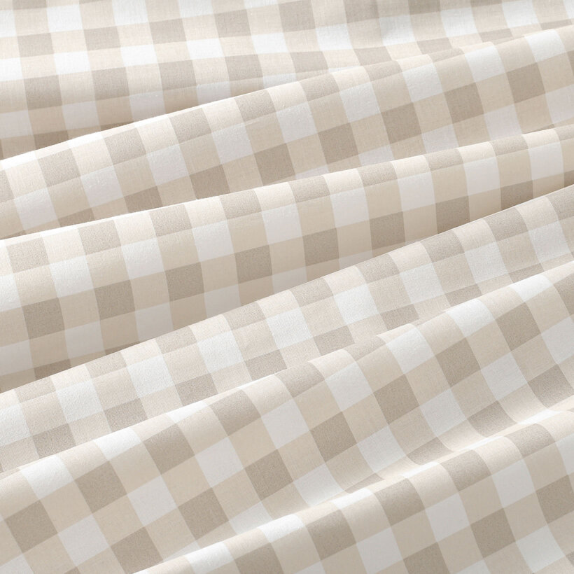 Runde Tischdecke 100% Baumwolle - latte Würfel