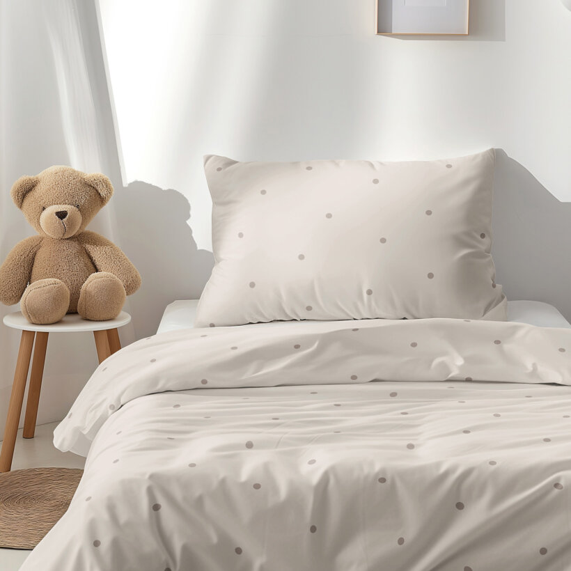 Kinder - Bettwäsche aus Baumwolle - Pünktchen auf Beige