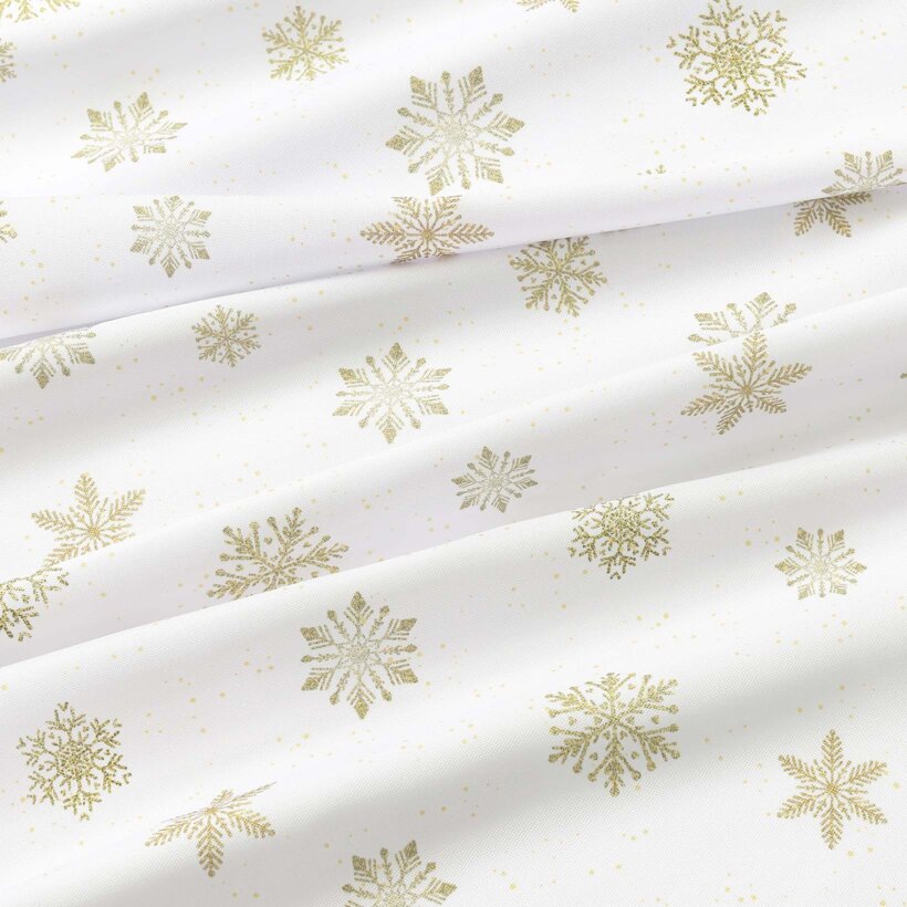 Runde Weihnachts-Tischdecke Teflon - Goldene Schneeflocken