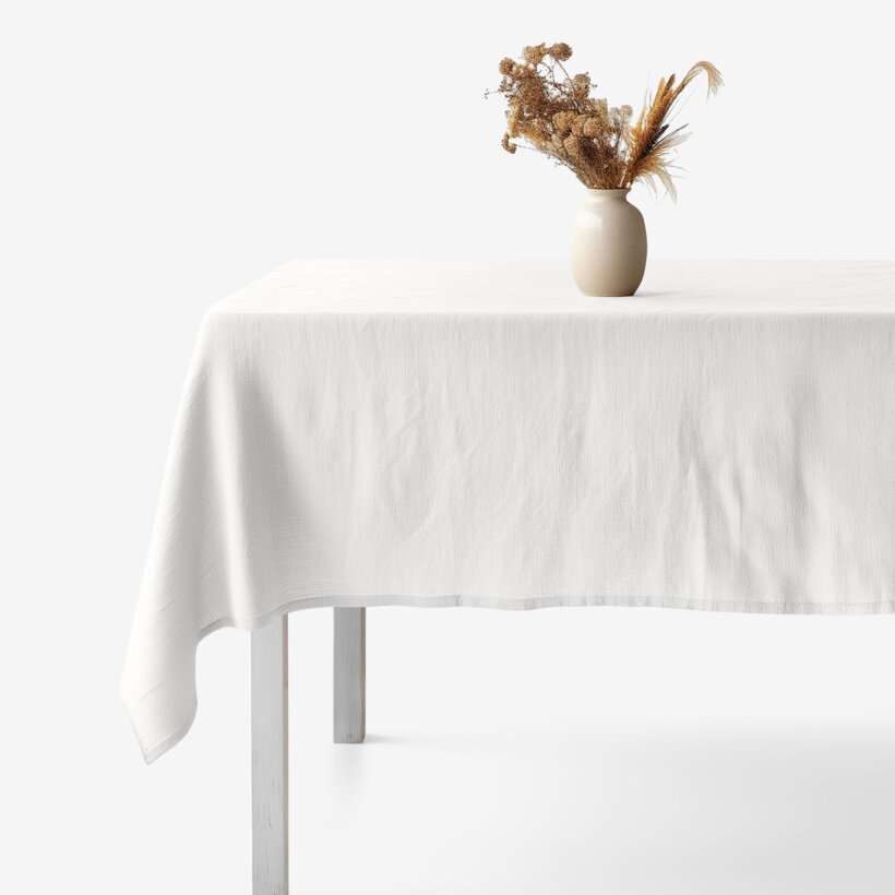Quadratische Tischdecke aus Leinenmischung - weiß