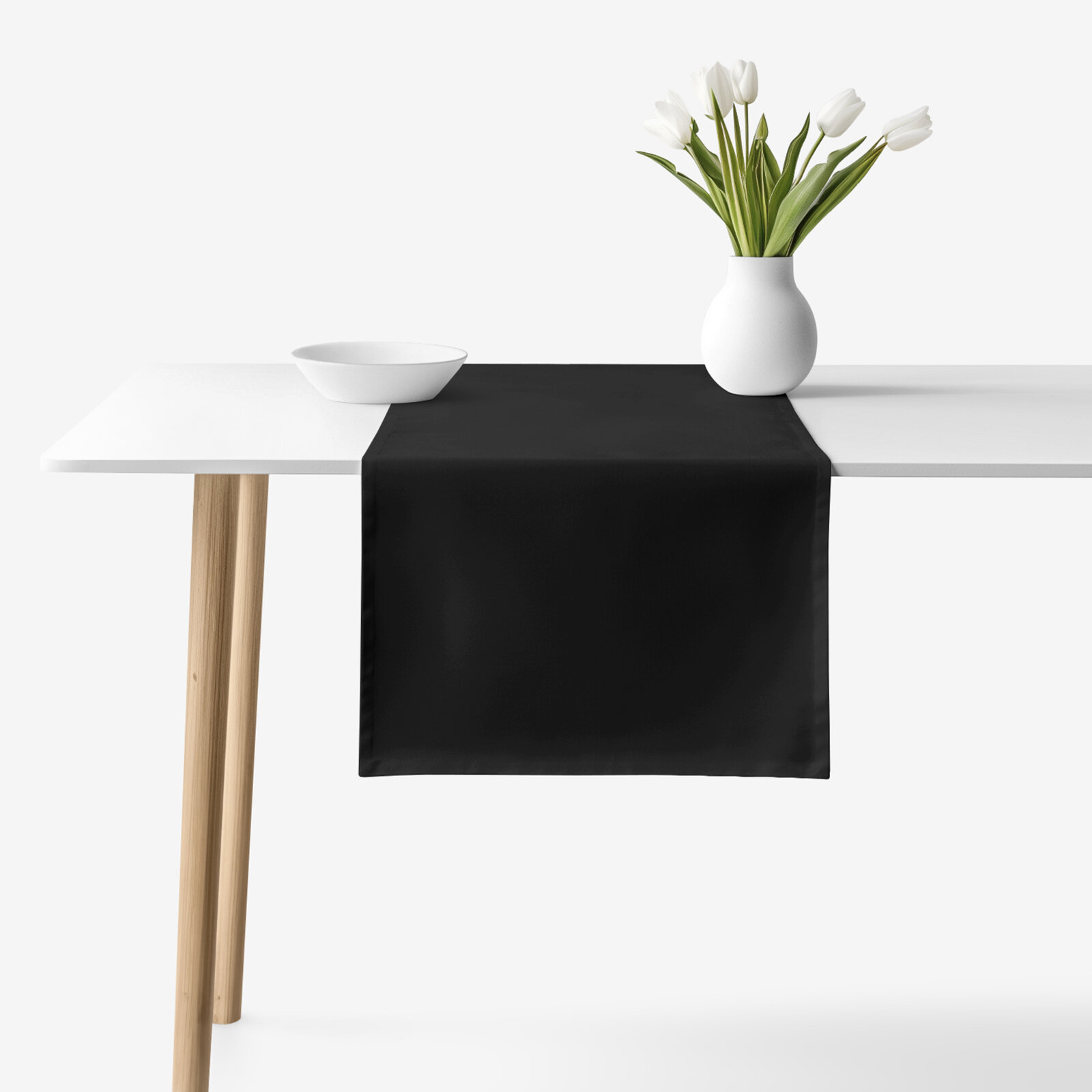 Tischläufer aus 100% Baumwolle - schwarz